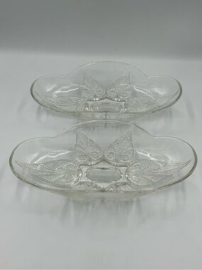 Vintage Anchor Hocking “Renaissance” Clear Relish Dishes Set of 2